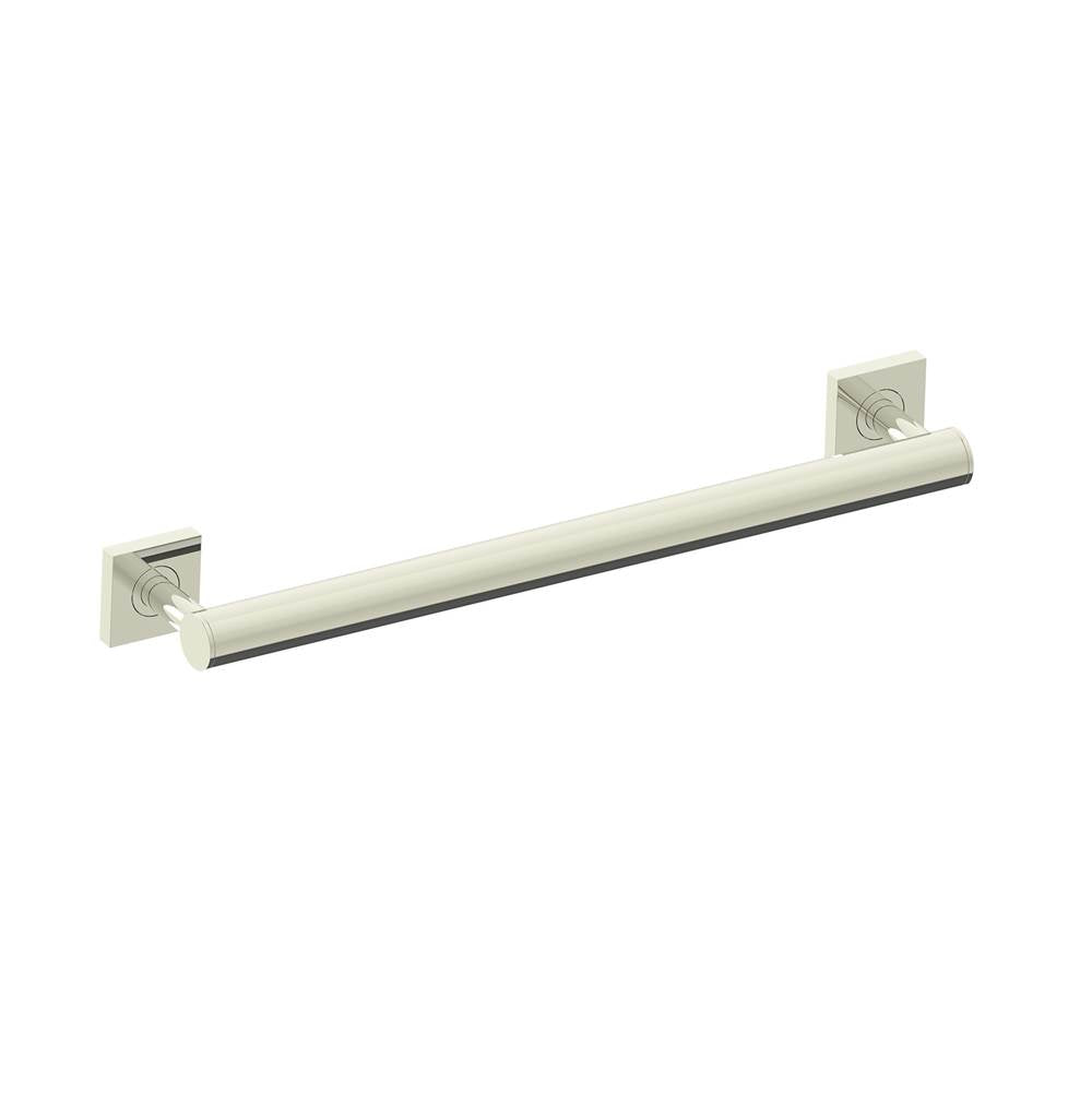 Kartners - 9400 Series 18-inch Round Grab Bar with Square Rosettes- 35mm-Polished Nickel - Polished Nickel
