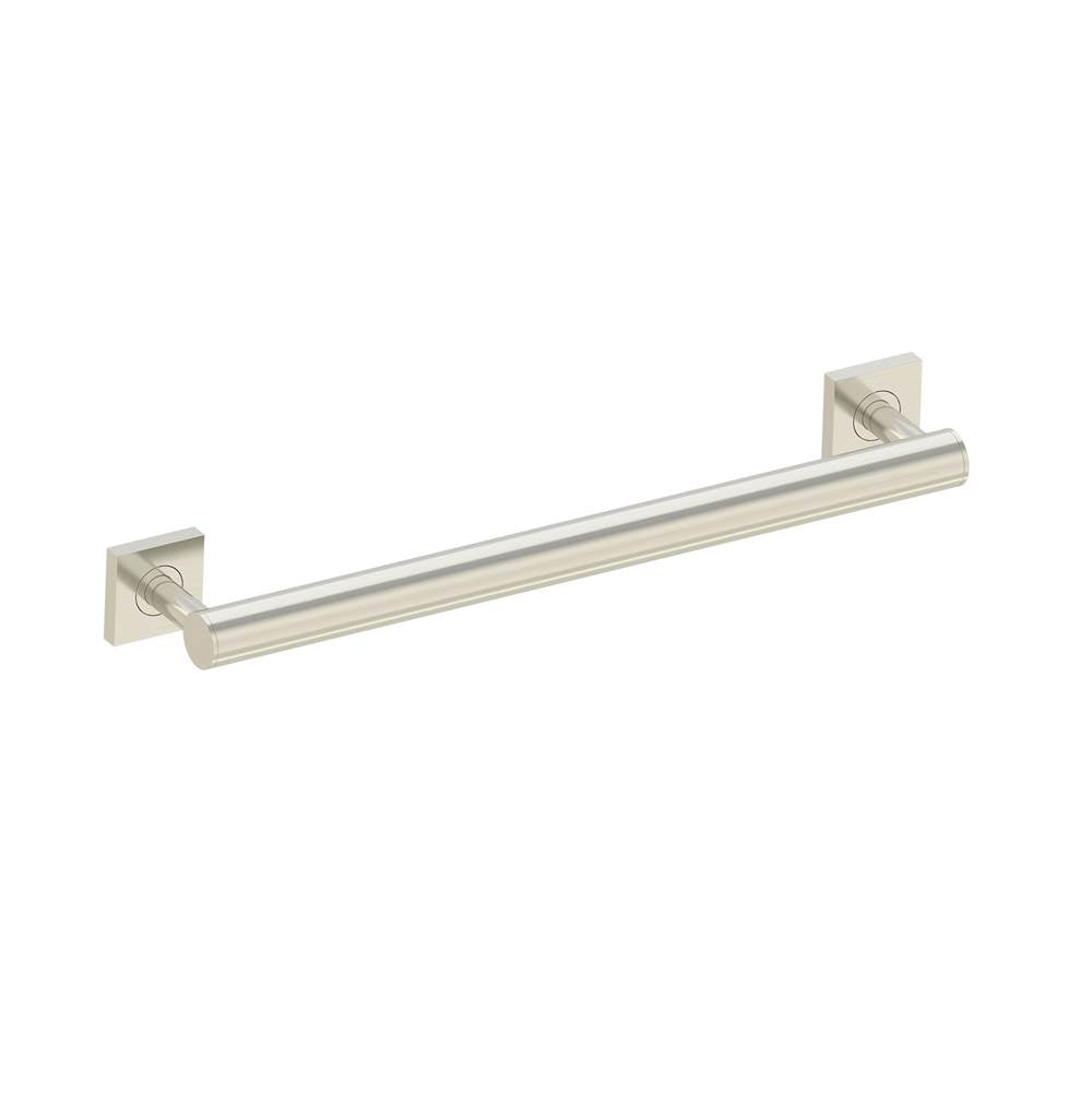 Kartners - 9400 Series 18-inch Round Grab Bar with Square Rosettes- 35mm-Brushed Nickel - Brushed Nickel
