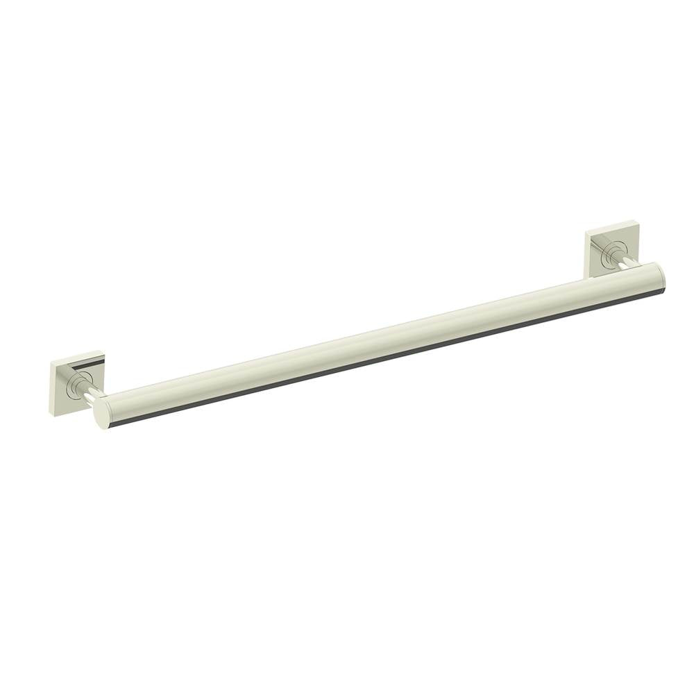 Kartners - 9400 Series 24-inch Round Grab Bar with Square Rosettes 35mm-Polished Nickel - Polished Nickel