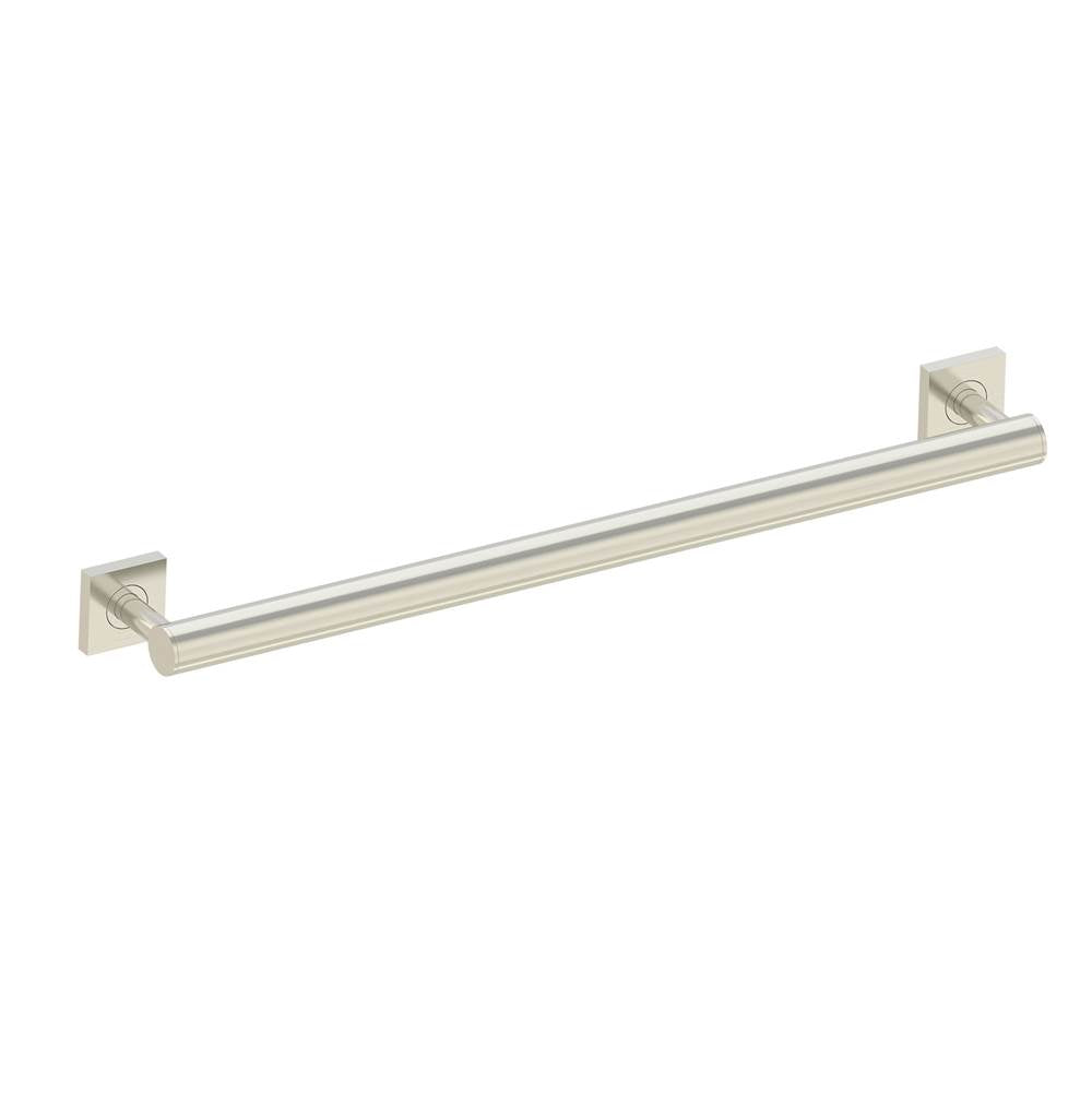 Kartners - 9400 Series 24-inch Round Grab Bar with Square Rosettes 35mm-Brushed Nickel - Brushed Nickel