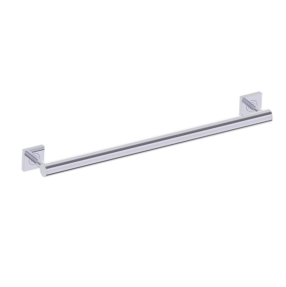 Kartners - 9400 Series 24-inch Round Grab Bar with Square Rosettes 35mm-Polished Chrome - Polished Chrome
