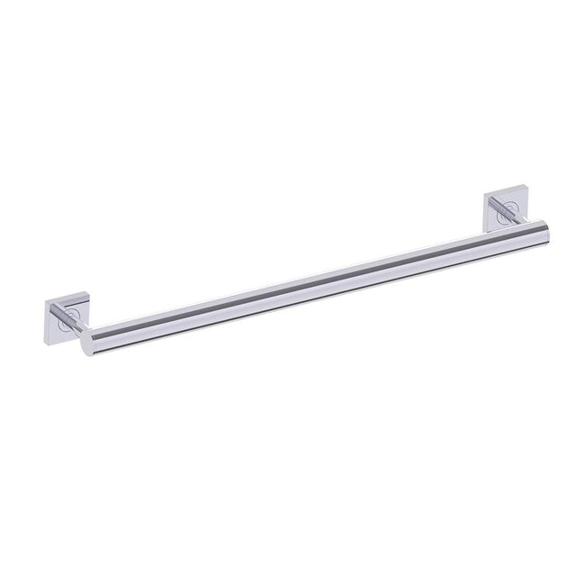 Kartners - 9400 Series 24-inch Round Grab Bar with Square Rosettes 35mm-Polished Chrome - Polished Chrome