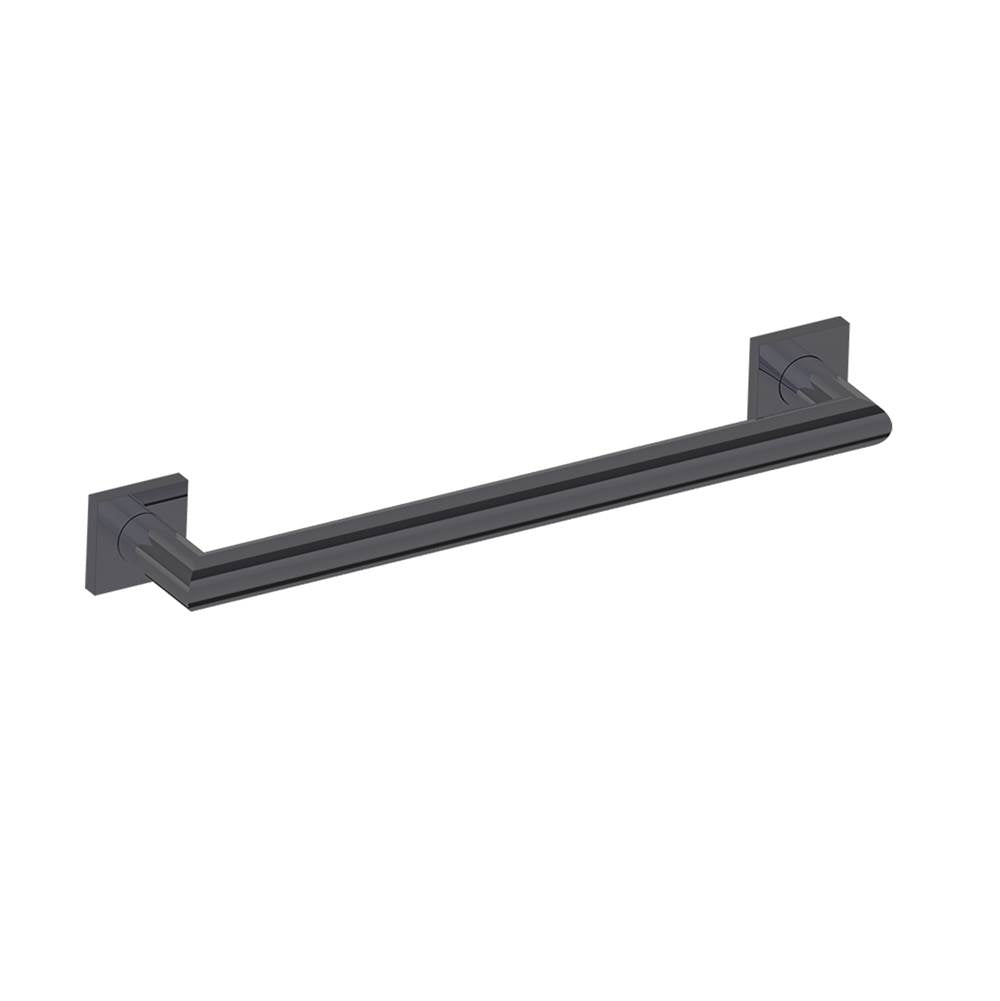 Kartners - 9600 Series 18-inch Mitered Grab Bar with Square Rosettes-Matte Black - Matte Black