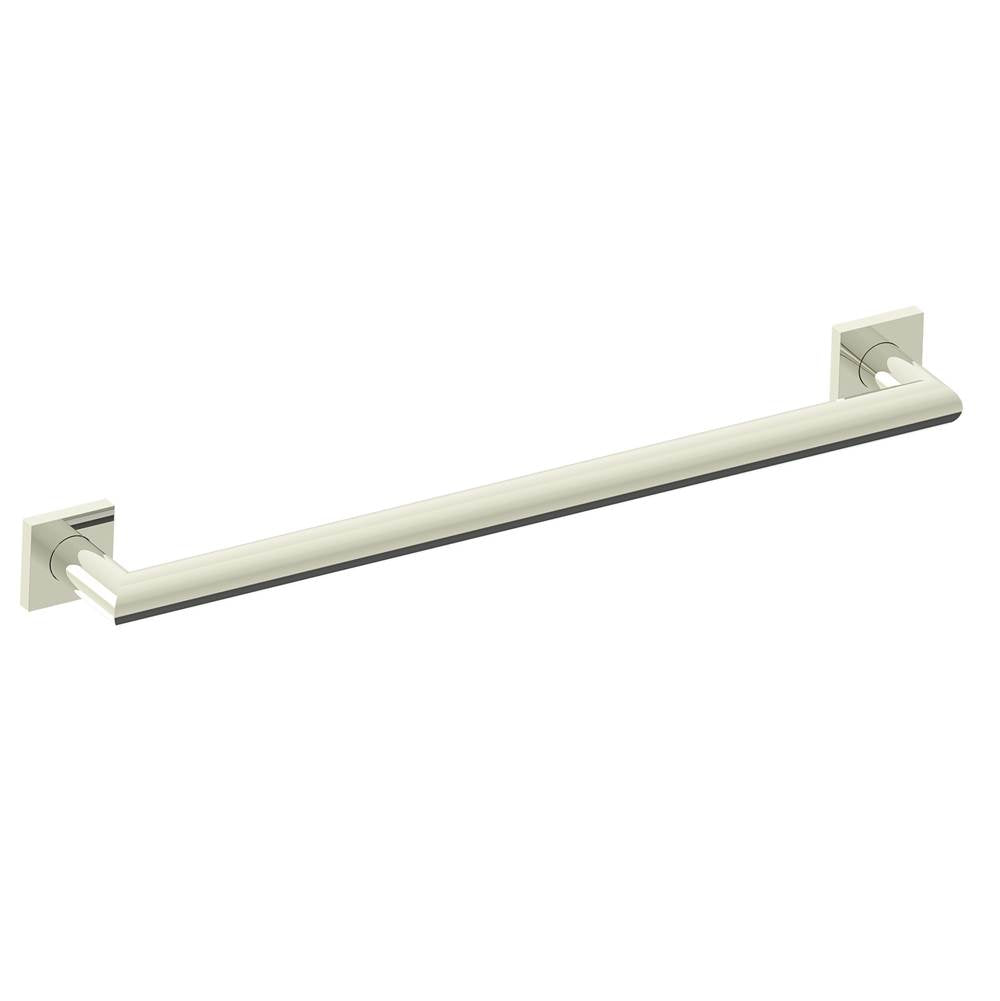 Kartners - 9600 Series 24-inch Mitered Grab Bar with Square Rosettes-Polished Nickel - Polished Nickel