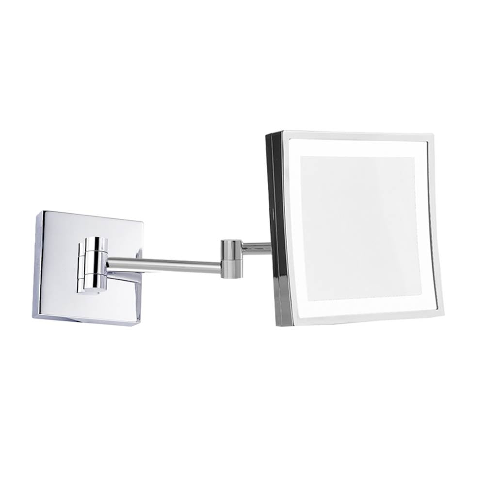 Kartners - Mirror - 8.5-inch x 8.5-inch Square Wall Mounted with LED Light Mirror-Polished Chrome - Polished Chrome