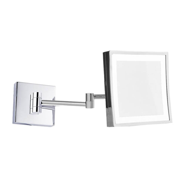 Kartners - Mirror - 8.5-inch x 8.5-inch Square Wall Mounted with LED Light Mirror-Polished Chrome - Polished Chrome