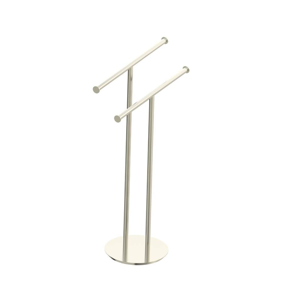 Kartners - Free Standing - Double Rail Round Center Post-Brushed Nickel - Brushed Nickel