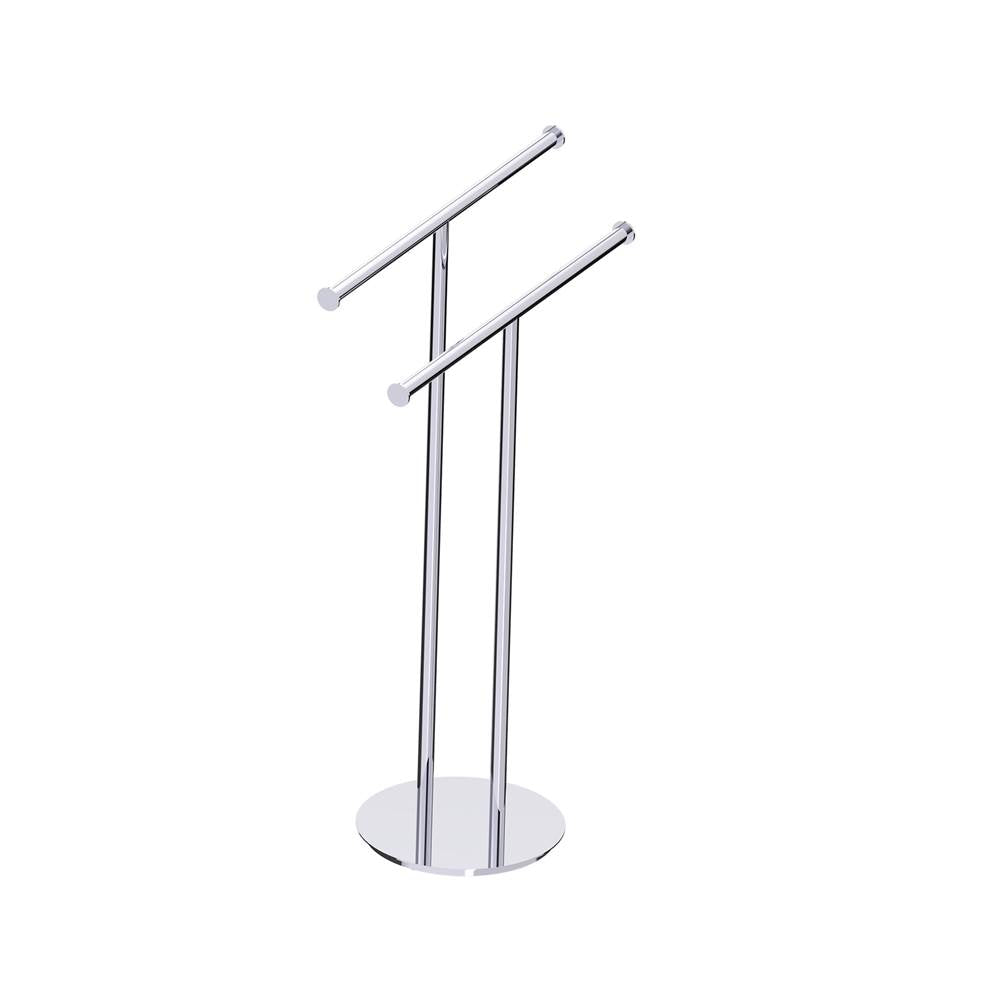 Kartners - Free Standing - Double Rail Round Center Post-Polished Chrome - Polished Chrome