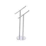 Kartners - Free Standing - Double Rail Round Center Post-Polished Chrome - Polished Chrome