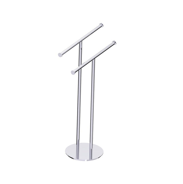 Kartners - Free Standing - Double Rail Round Center Post-Polished Chrome - Polished Chrome