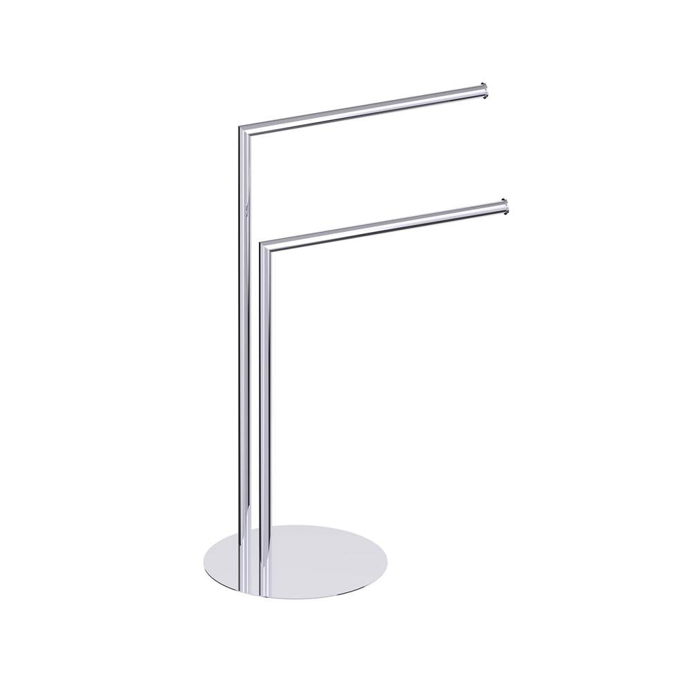 Kartners - Free Standing - Round Double Towel Rail-Polished Chrome - Polished Chrome