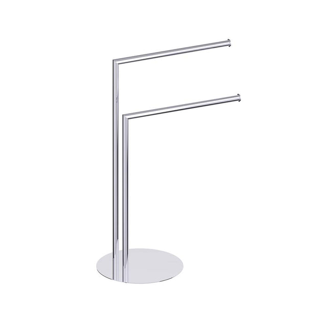 Kartners - Free Standing - Round Double Towel Rail-Polished Chrome - Polished Chrome