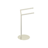 Kartners - Free Standing -  Round Double Towel Rail -Brushed Nickel - Brushed Nickel