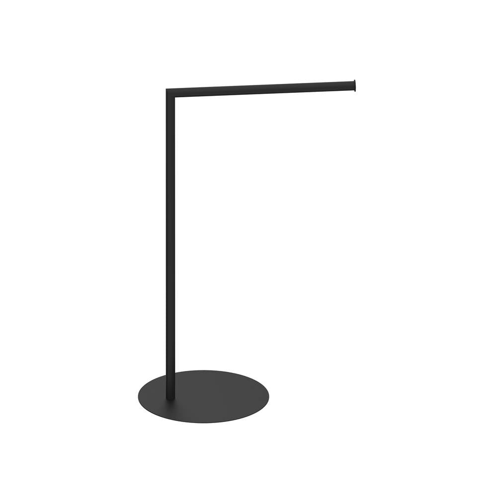 Kartners - Free Standing - Round Single Towel Rail-Matte Black - Matte Black