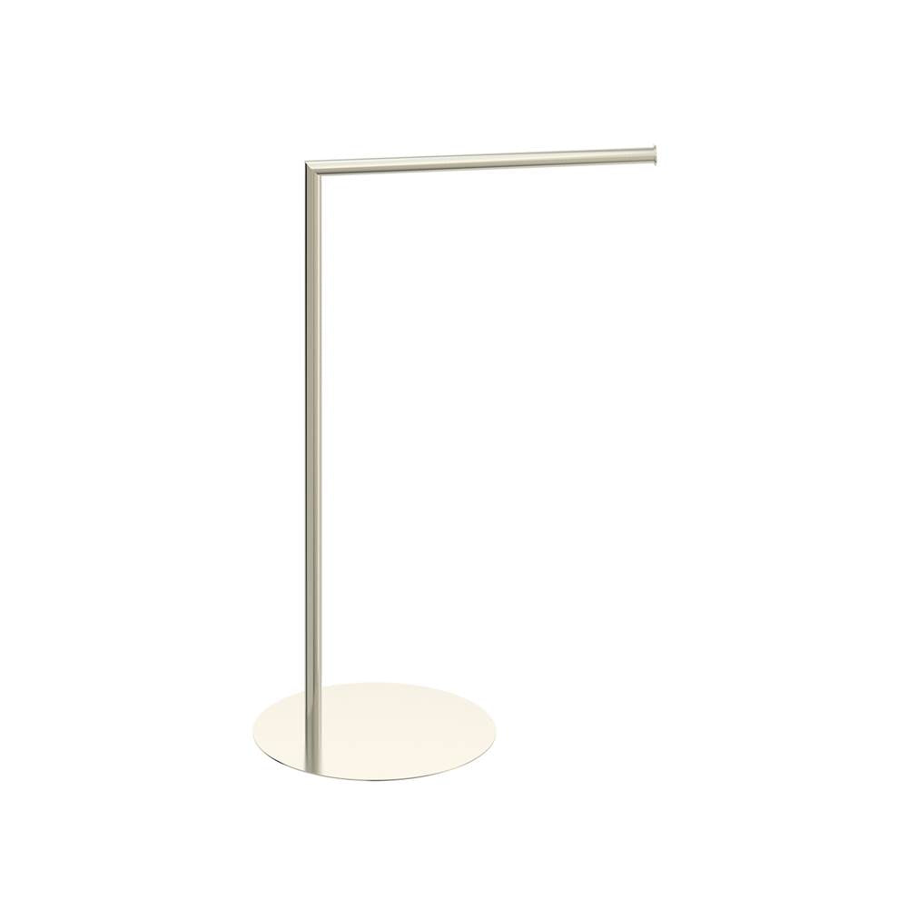 Kartners - Free Standing - Round Single Towel Rail-Brushed Nickel - Brushed Nickel