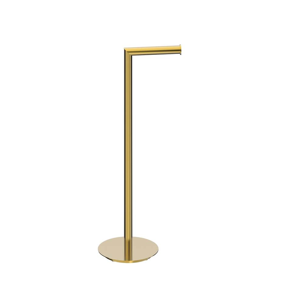 Kartners - Free Standing - Round Toilet Paper Holder-Brushed Bronze - Satin Bronze