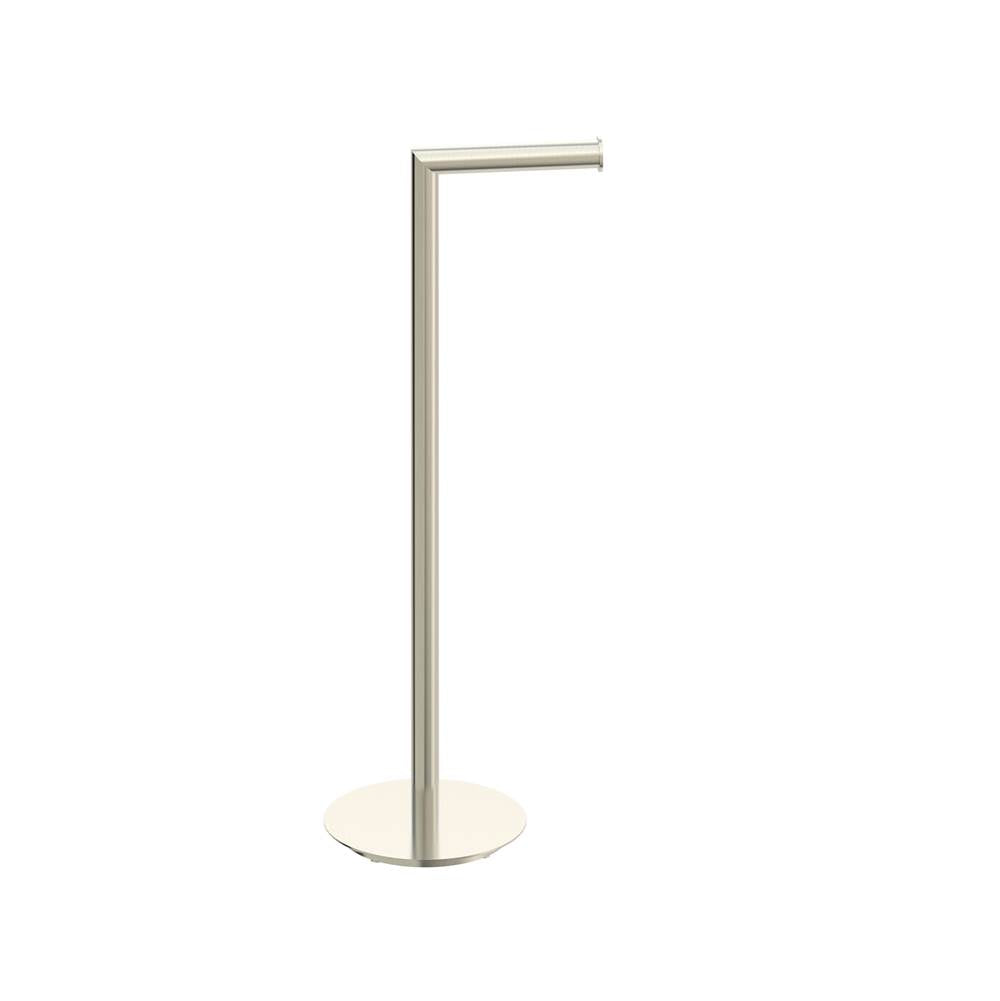 Kartners - Free Standing - Round Toilet Paper Holder-Brushed Nickel - Brushed Nickel