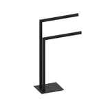 Kartners - Free Standing - Square Double Towel Rail-Matte Black - Matte Black