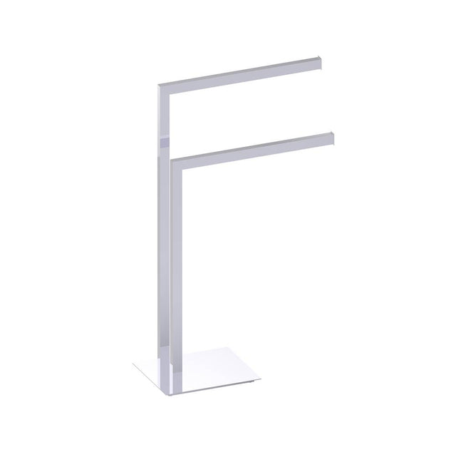 Kartners - Free Standing - Square Double Towel Rail-Polished Chrome - Polished Chrome