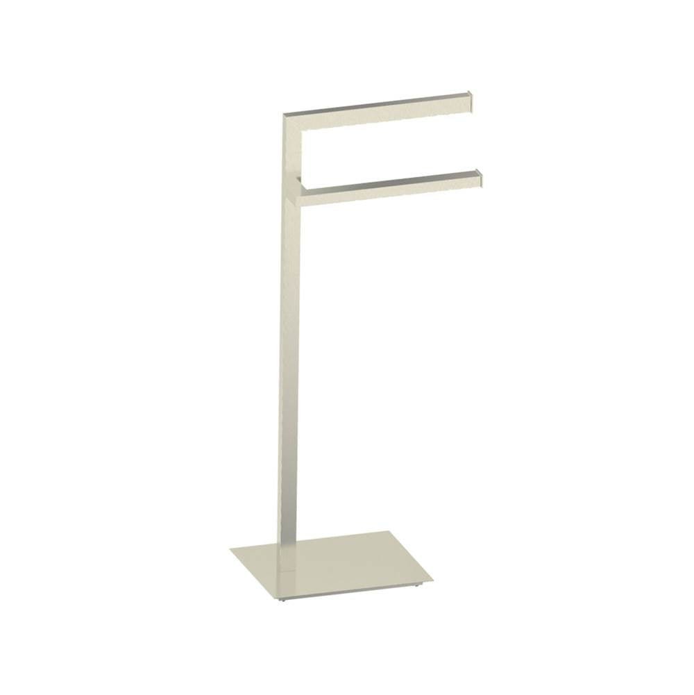 Kartners - Free Standing - Square Double Towel Rail-Brushed Nickel - Brushed Nickel