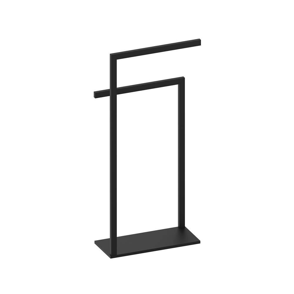Kartners - Free Standing - Square Double Towel Rail (Opposing Sides)-Matte Black - Matte Black