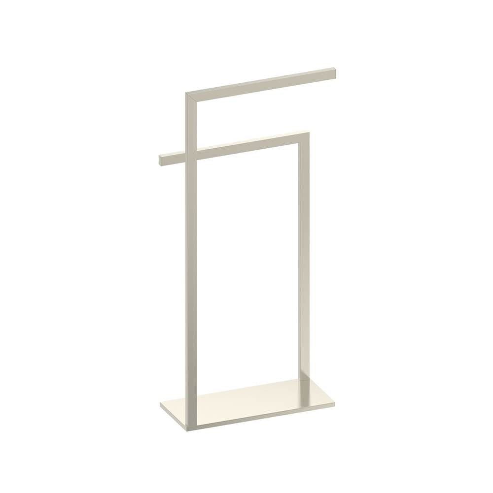 Kartners - Free Standing - Square Double Towel Rail (Opposing Sides)-Brushed Nickel - Brushed Nickel