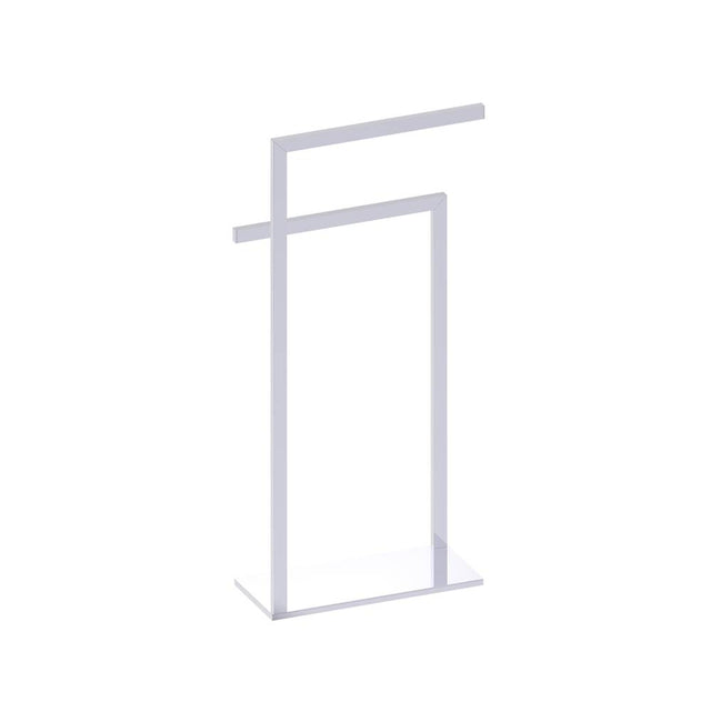 Kartners - Free Standing - Square Double Towel Rail (Opposing Sides)-Polished Chrome - Polished Chrome