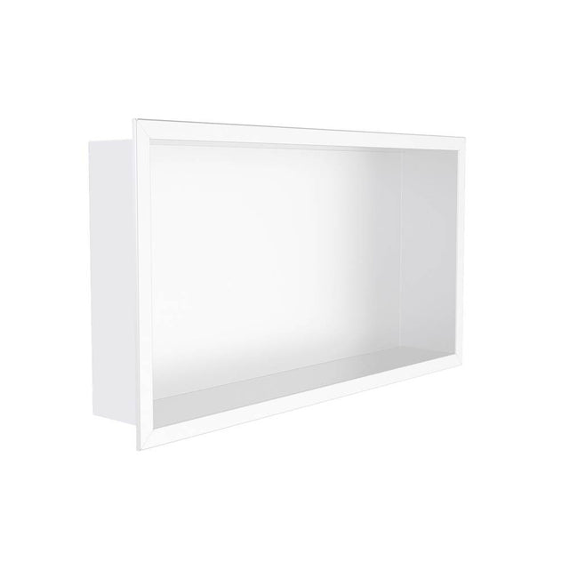 Kartners - Shower Niches - 12-inch x 24-inch Surface Mount Shower Niche Horizontal-Matte White - Matte White