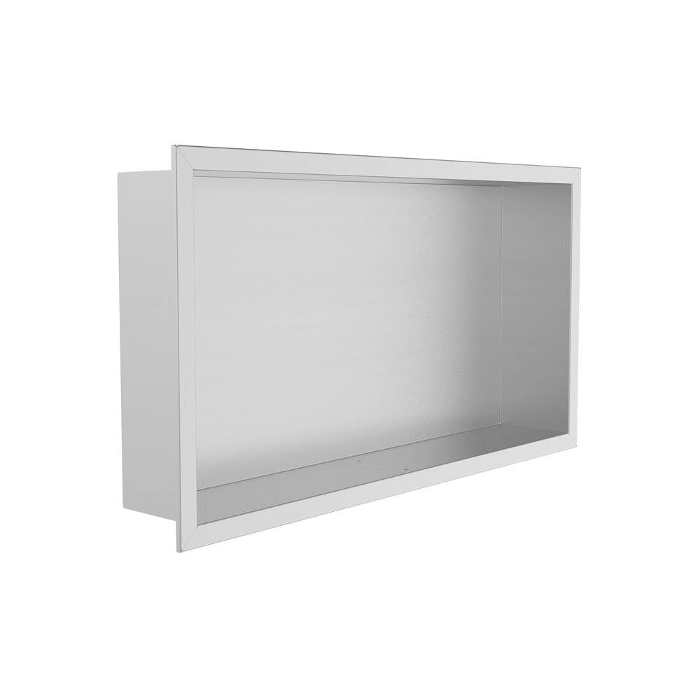 Kartners - Shower Niches - 12-inch x 24-inch Surface Mount Shower Niche Horizontal-Brushed Stainless Steel - Brushed Satinless Steel