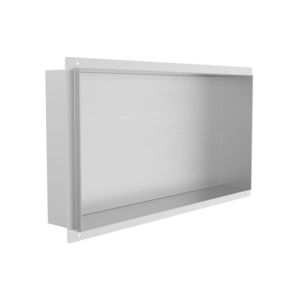 Kartners - Shower Niches - 12-inch x 24-inch Tile Ready Shower Niches-Brushed Stainless Steel - Brushed Satinless Steel