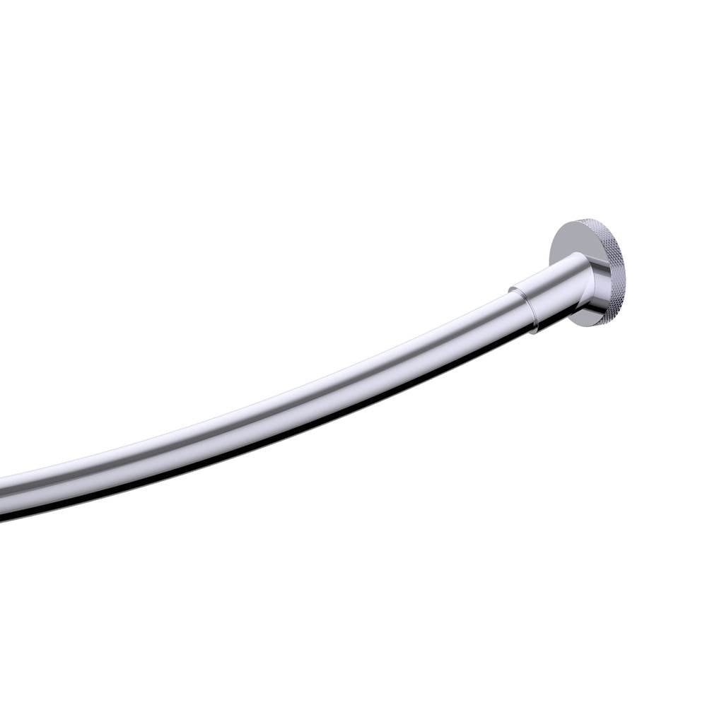 Kartners - CIRCO KNURLED - Round & Curved Shower Rod-Polished Chrome - Polished Chrome