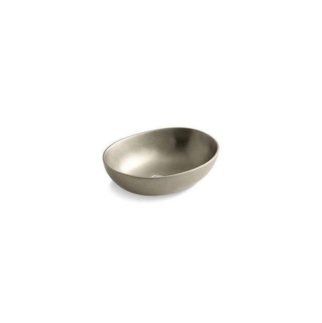 Kallista - Obidos Elliptical White Bronze Vessel - White Satin Bronze