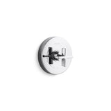 Kallista - OneE Pb Shower Trim W/O Divrt, Cross Hdl - Unlacquered Brass