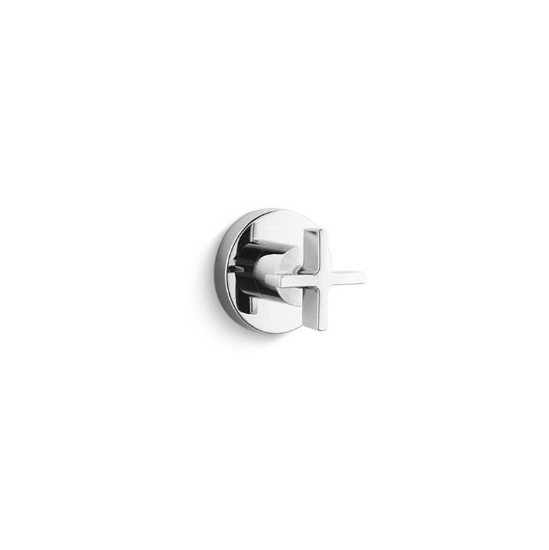 Kallista - OneE Volume Control Trim, Cross Handle - Unlacquered Brass
