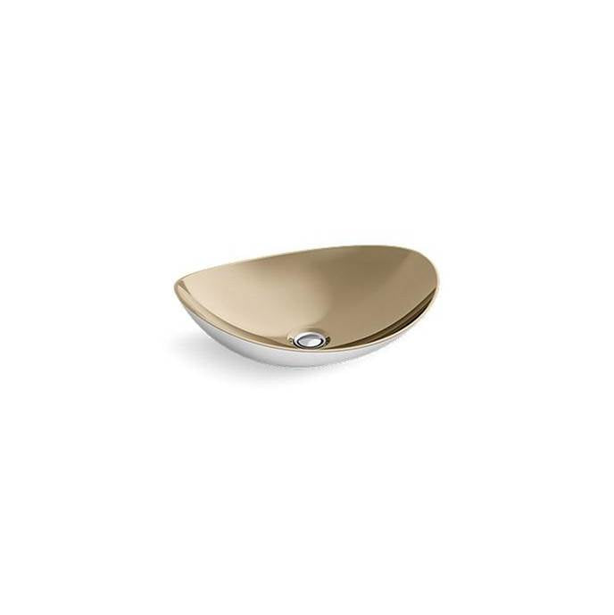 Kallista - MyamE Vessel, Matte Wht, Pol Trad Bronze - Polished Bronze