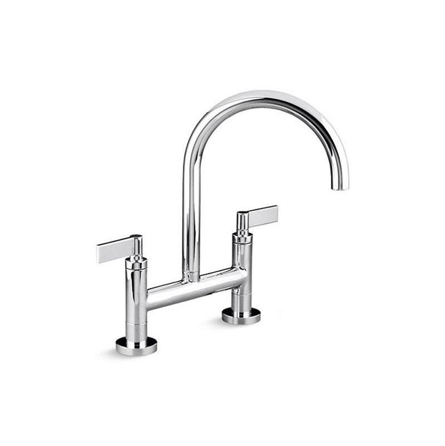 Kallista - OneE Kitchen Bridge Faucet, D-Mount, Lv - Unlacquered Brass