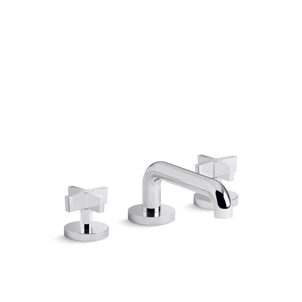 Kallista - OneE Basin Set, Low Spout, Cross Handle - Polished Chrome