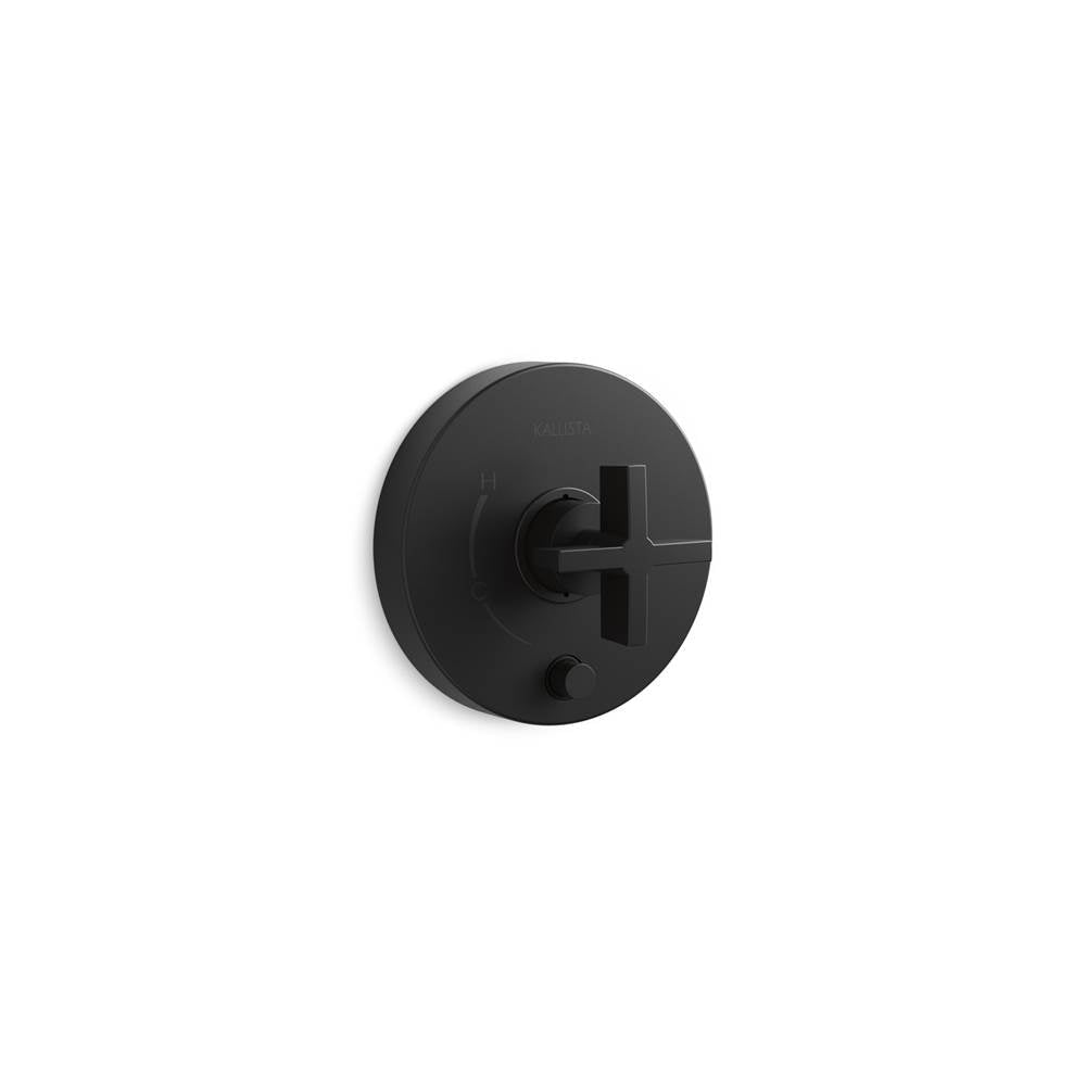 Kallista - OneE Pb Shower Trim W/Divrt, Cross Hdl - Matte Black