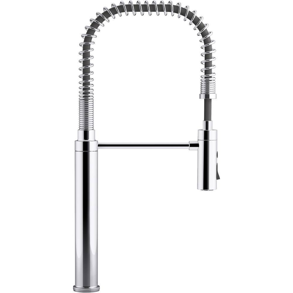 Purist Semi-professional kitchen sink faucet with three-function sprayhead