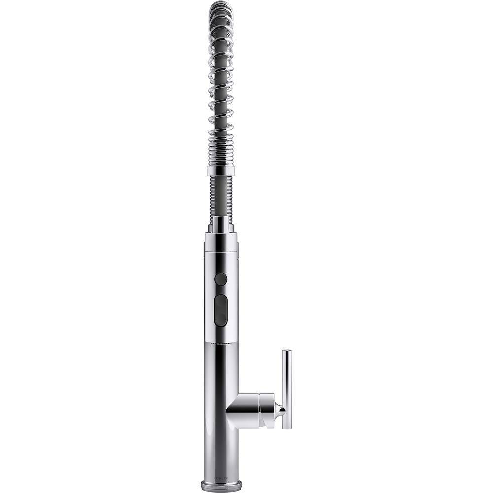 Purist Semi-professional kitchen sink faucet with three-function sprayhead