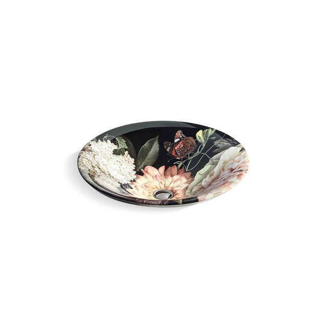 Kohler - Dutchmaster Blush FloralE Carillon 17-3/4'' round drop-in bathroom sink, no overflow - Blush Floral