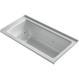 Kohler - Archer 60'' x 30'' alcove Heated BubbleMassageE air bath and whirlpool, right drain - Ice Grey