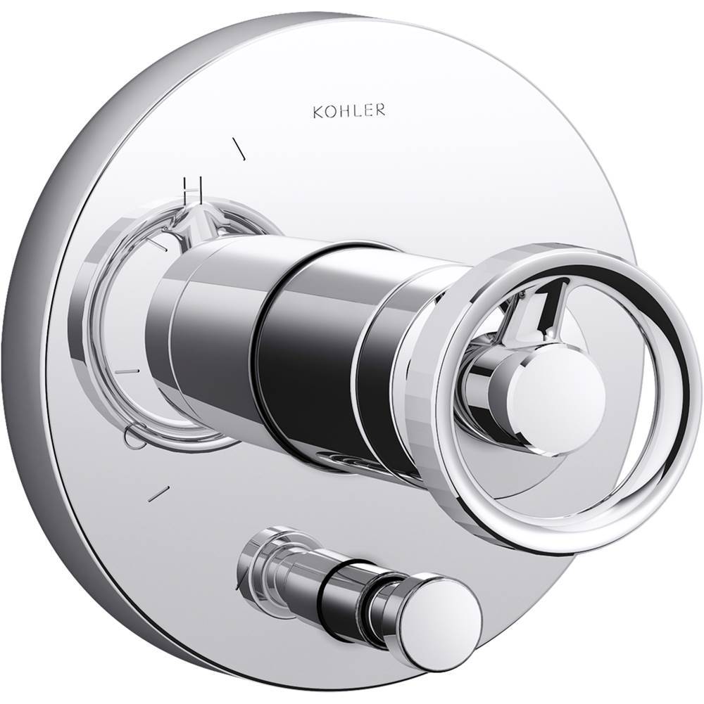 Kohler - Components Rite-Temp valve trim with Industrial handle and diverter - Polished Chrome