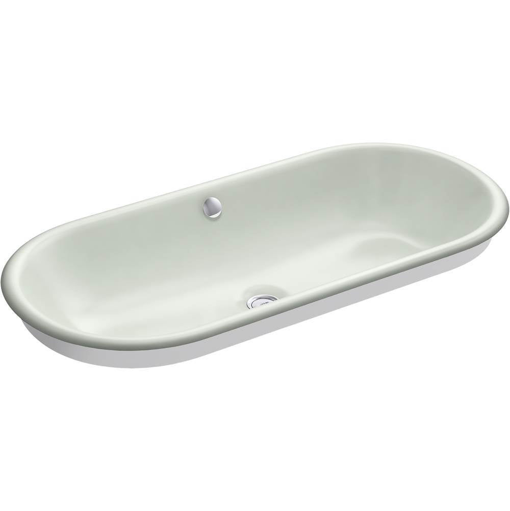 Kohler - Iron Plains 33'' oval drop-in/undermount/vessel bathroom sink with White painted underside - Sea Salt