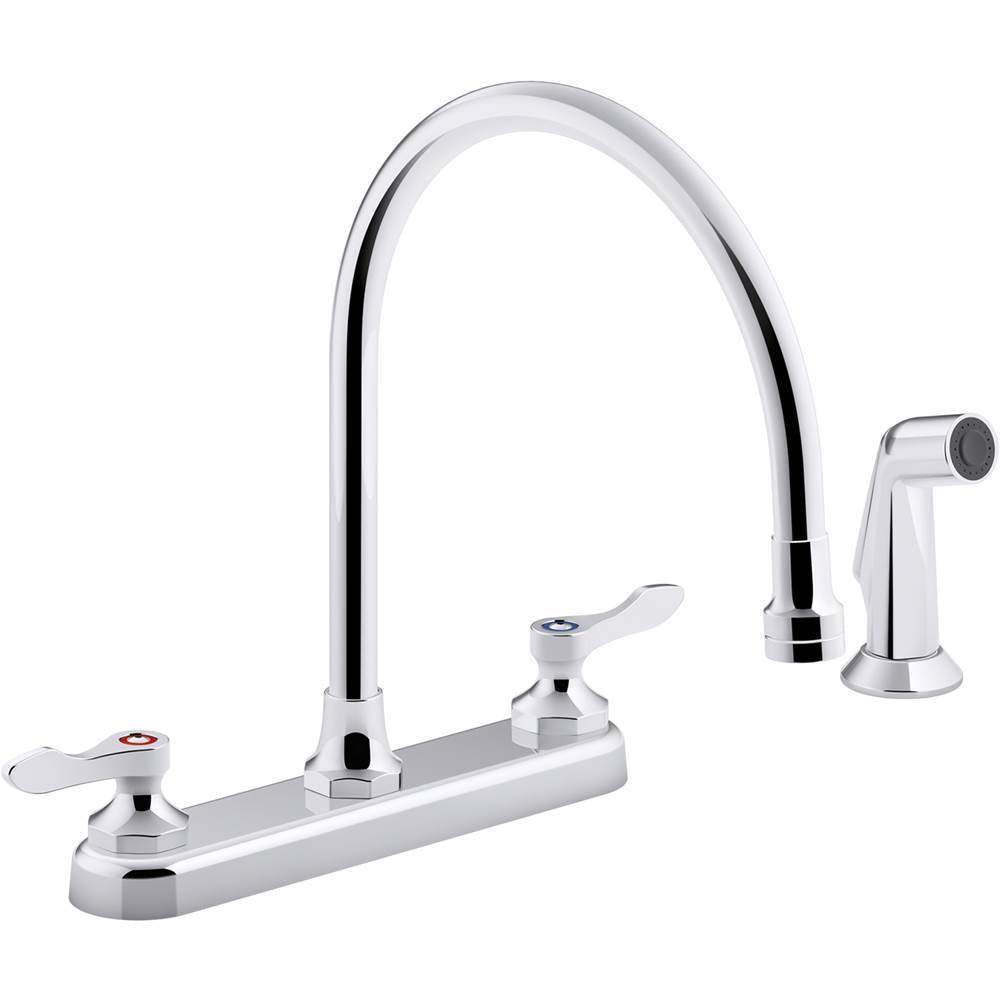 Kohler - Triton Bowe 1.5 gpm kitchen sink faucet with 9-5/16'' gooseneck spout, matching finish sidespray, aerated flow and lever handles - Polished Chrome
