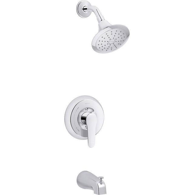 Kohler - July Rite-temp Bath And Shower Trim with Lever Handle, Slip-fit Spout And 1.75 Gpm Showerhead - Polished Chrome