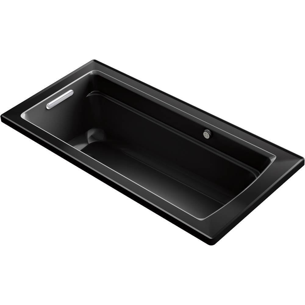 Kohler - Archer 66'' x 32'' drop-in Heated BubbleMassageE air bath - Black