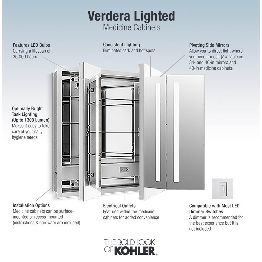 Verdera 40'' x 30'' lighted medicine cabinet