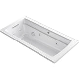 Kohler - Archer 66'' x 32'' drop-in Heated BubbleMassageE air bath with whirlpool - White