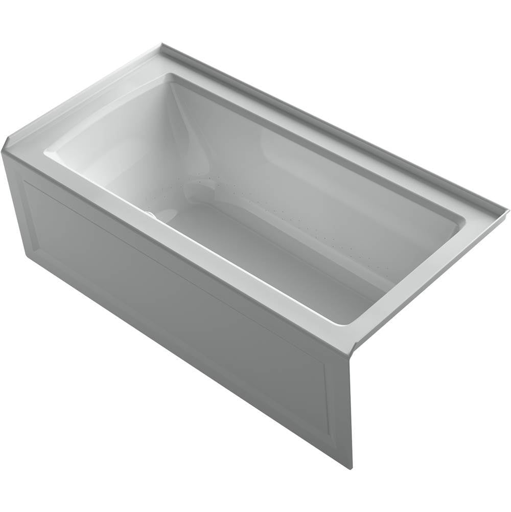 Kohler - Archer 60'' x 30'' alcove Heated BubbleMassageE air bath, right drain - Ice Grey
